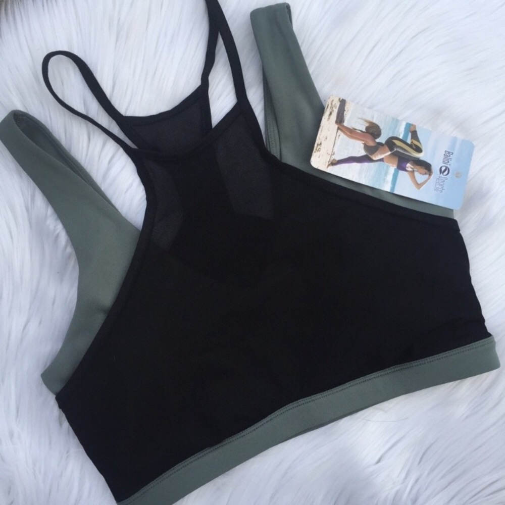 NEW high neck mesh sports bra